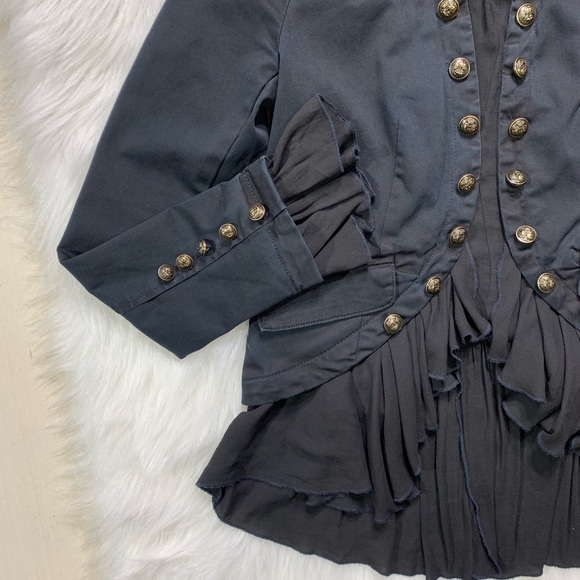 SOLD-Free People High Low Military Navy Jacket - Picture 5 of 8